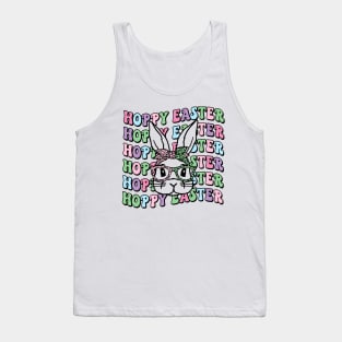 Hoppy Easter Retro Bunny Leopard Bow, easter Day, funny easter , easter shirt cool Tank Top